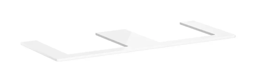 Weiße Konsole mit zwei Ausschnitten, geeignet für einen Aufsatzwaschtisch. Das Design ist schlicht und funktional, ausgeführt von Hansgrohe.
